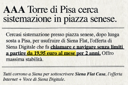 Tutti corrono a Siena per sottoscrivere Siena Flat Casa l’offerta Internet + Voce di Siena Digitale