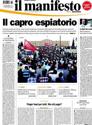 Prime pagine giornali: domenica 26 agosto 2012