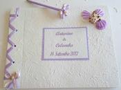 Guestbook tema mare, colore lilla avorio conchiglie