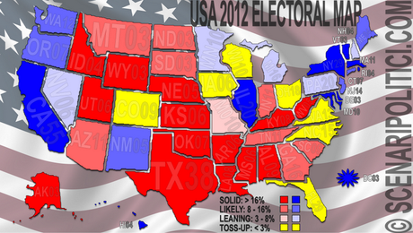 USA 2012: Obama 247, Romney 191, Toss-Up 100