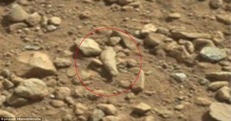 Ancient digit: A YouTube user claimed that the rover stumbled upon an ancient, fossilized human finger, which in reality is likely just a rock 