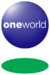 A blue orb with the word Oneworld in the middle and a green disc below