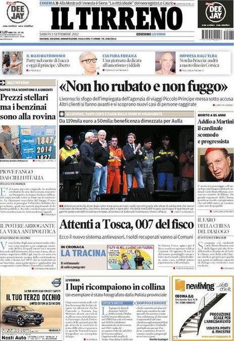 Prime pagine giornali: sabato 1 settembre 2012
