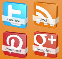 Icone social network e feed in 3d per blogger