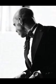 Rick Genest in black & white shooting