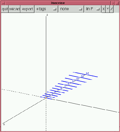 [xnecview window showing antenna structure]