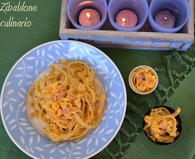 Pasta integrale con carote e pancetta affumicata