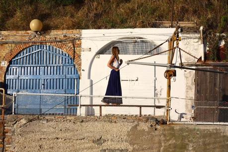 blue silk skirt