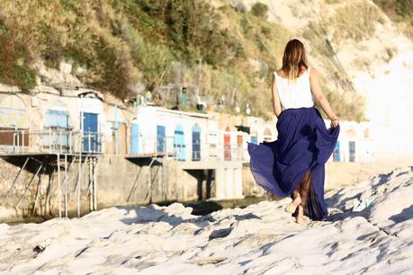 blue silk skirt