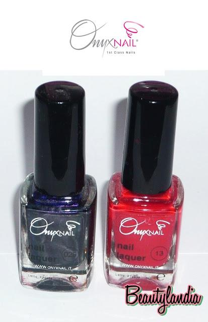 ONYX NAIL - Recensione Smalto n 13 Rosso Scarlatto e n 29 Viola Scuro Microglitter