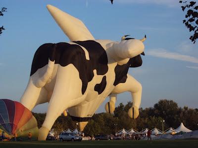 Una mongolfiera a forma di mucca!