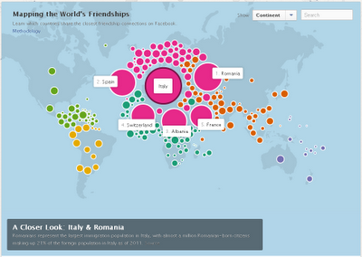 Mappa mondiale delle amicizie su Facebook