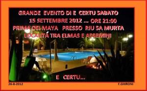 Assemini: agriturismo Sa Murta 15 settembre Giancarlo Strazzera presenta il Gran Galà di “E certu”