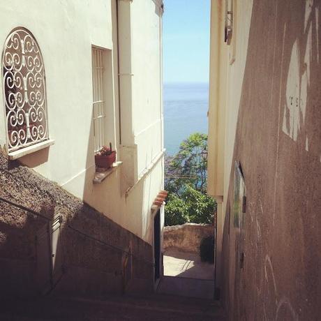 Una bouganville. Il profumo di limoni e un mare blu. Benvenuti tra Positano e Sorrento.