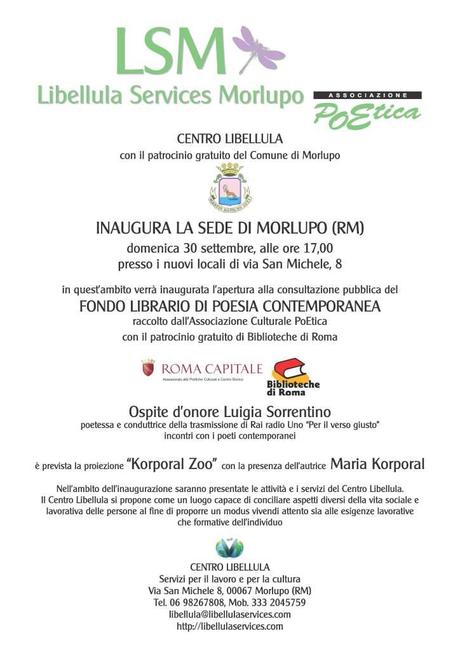 Centro Libellula, domenica 30 settembre a partire dalle 17,00, l’inaugurazione
