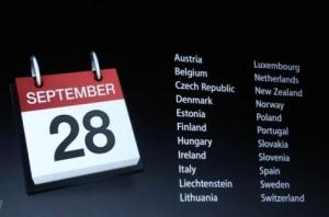 foto di conferenza stampa mostra la data del rilascio di iPhone 5 in Italia