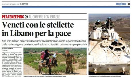 Libano/ PeaceKeeping. Veneti con le stellette in Libano per la pace