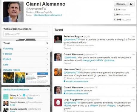 La supergaffe di Alemanno su Twitter: è subito un caso.