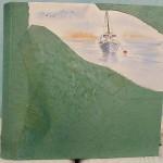 album foto di pelle con barca dipinta a mano