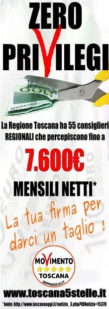8.000 firme chiedono ZERO PRIVILEGI in Toscana !!
