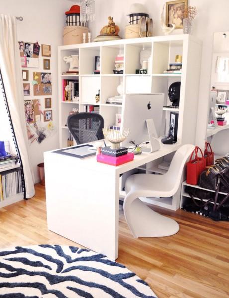 High + Low Home Office in White & Navy