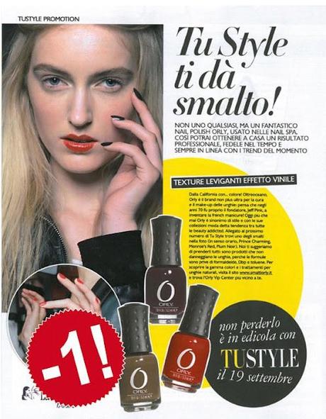 Edicolando in bellezza anteprima: da domani Tu Style è in edicola con in regalo uno smalto Orly in tre colori a scelta!