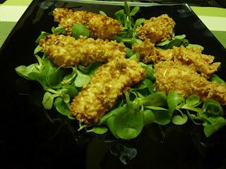 Bocconcini di pollo con panatura di corn flakes o di granella di mandorle