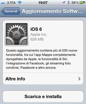 iOS 6 è arrivato download disponibile