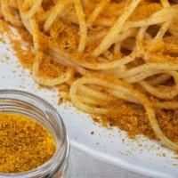 Piatto di spaghetti con bottarga tonno