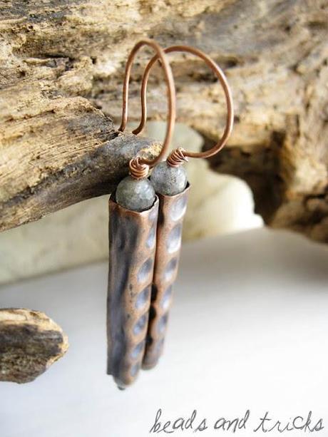Orecchini rame, labradorite, foldforming