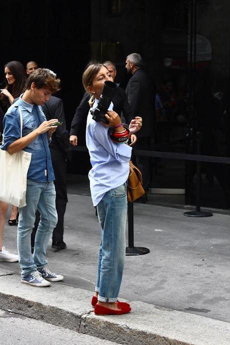 Street-style / outside Dolce & Gabbana