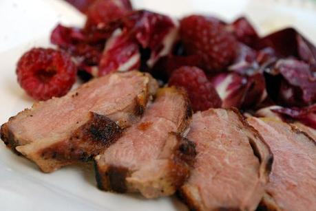 Magret de canard aux framboises