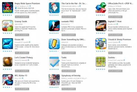 Google Play: oltre 25 miliardi di download, festeggiamo con App a €. 0,25!