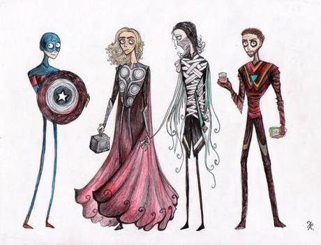 The Avengers con lo stile di Tim Burton