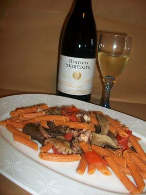 Arrabbiatella di Gragnano con Polipo, Funghi e Pomodorini per il 1° Rallo Blog-Friend Day delle Cantine Rallo