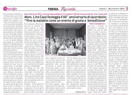 Il 60° anniversario di sacerdozio di Mons. Lino Cassi