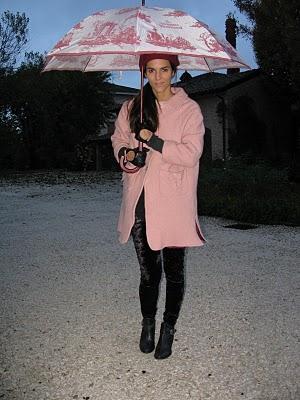 Pink Coat on a rainy day