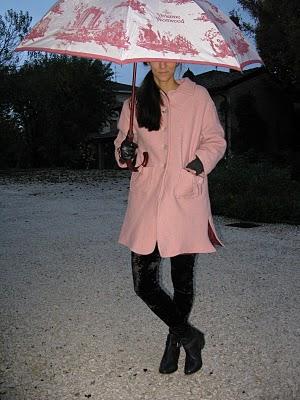 Pink Coat on a rainy day