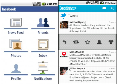 Facebook e Twitter si aggiornano su Android