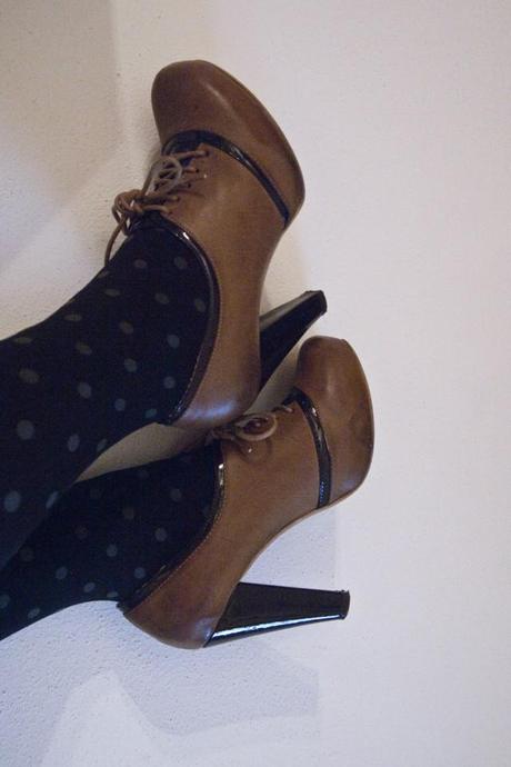 Shoe Room #14 My tan, waisted, laced-up, Oxford pumps :D
