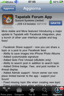 AppStore Apple - Aggiornamento in vista per TapaTalk