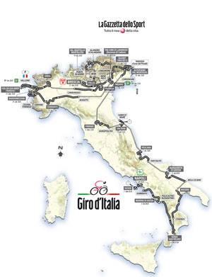 Svelato il percorso del Giro d’Italia 2013