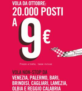 Volotea: 20.000 posti a 9€