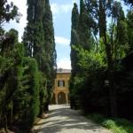 ingresso alla villa con viale di cipressi