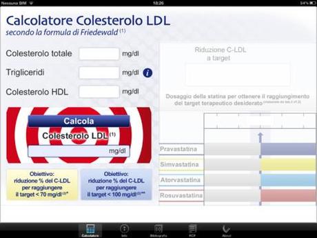 C-LDL calcolatore iOS gratuito per il colesterolo LDL secondo la formula di Friedewald