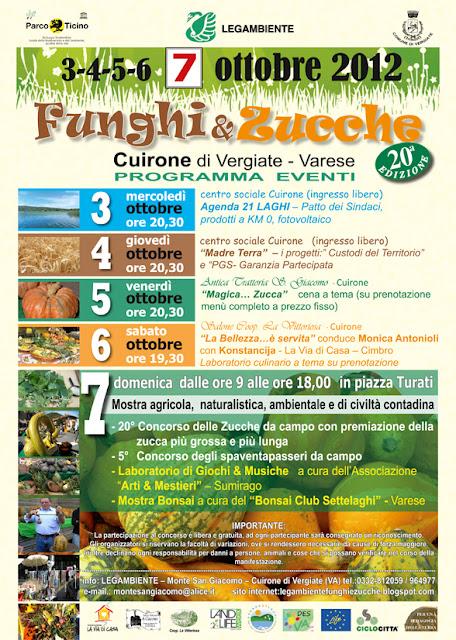 Domenica 7 ottobre Cuirone di Vergiate VA Funghi & Zucche