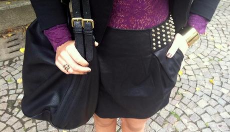 A studded leather skirt & Trasparent lace