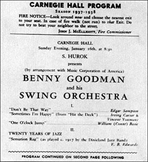 The King of Swing at The Carnegie Hall (16 jan.1938)