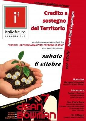 Credito per lo sviluppo dei territori: un convegno  il 6 ottobre a Lagonegro L’iniziativa è promossa da Italiafutura Lucania Sud