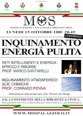 Lunedì 15 ottobre  – Palazzolo sull’Oglio – conferenza su scie chimiche e reti intelligenti